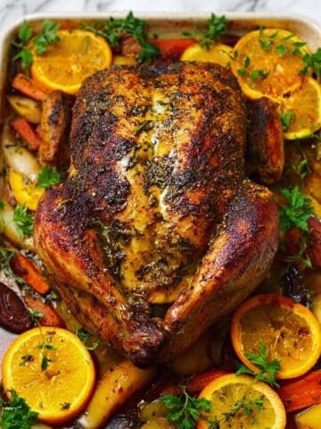 Roasted Duck in Wine with Potatoes, Peppers, and Mushrooms Recipe