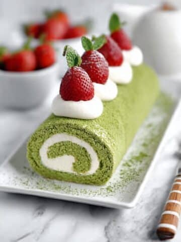 Matcha Roll Cake with Matcha Whipped Cream Recipe