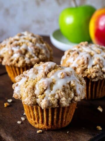 Apple Spice Muffins with Cinnamon-Pecan Streusel and Glaze Recipe