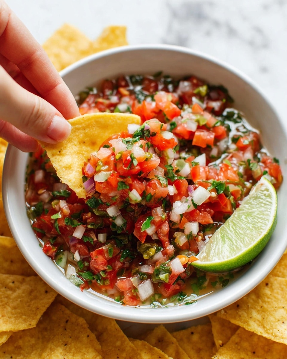 The image shows two clear glass bowls side by side on a white marbled surface. The left bowl has five separate layers of ingredients: bright red diced tomatoes at the bottom, topped with finely chopped dark green cilantro, white chopped onions, and small pieces of light green jalapeno peppers evenly spread over the tomatoes. In the right bowl, all these ingredients are mixed together, creating a colorful blend of red, white, and green bits. Two red spoons rest inside the mixed ingredients, one laid across the bowl and the other angled vertically, with some of the mixture adorning their surfaces. photo taken with an iphone --ar 4:5 --v 7
