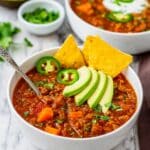 Healthy Turkey Chili with Vegetables and Optional Toppings Recipe