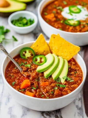 Healthy Turkey Chili with Vegetables and Optional Toppings Recipe