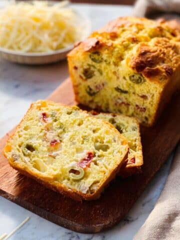 Mediterranean Savory Cake with Roast Pork, Sun-Dried Tomatoes, and Cheese Recipe