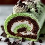 Mint Chip Cake Roll with Mint Whipped Cream and Milk Chocolate Ganache Recipe