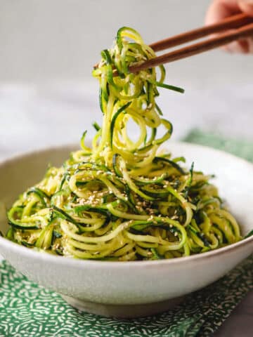 Broccoli Stem Noodles with Sesame Ginger Dressing Recipe