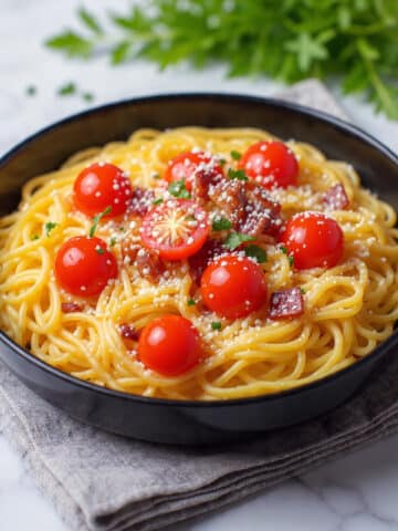 Creamy Roasted Tomato Ricotta Pasta with Crispy Prosciutto Recipe