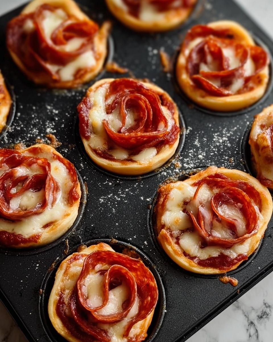 The image shows several small pizza rolls arranged closely together on a wooden board placed on a white marbled surface. Each roll has a spiral shape with visible layers: a golden-brown baked dough forming the base and outer edges, a layer of melted white cheese melting on top and inside, and thin, reddish slices of pepperoni curling slightly on the edges within the spirals. The texture of the dough looks soft and slightly crispy, while the cheese appears smooth and creamy. The pepperoni adds a shiny, slightly oily look with some darker spots from baking. The lighting highlights the warm colors and textures of the rolls, emphasizing their fresh, appetizing appearance. photo taken with an iphone --ar 4:5 --v 7