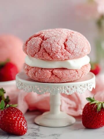 Strawberry Cake Mix Sandwich Cookies with Almond Buttercream Recipe