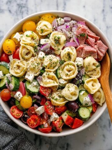Tortellini Pasta Salad with Cherry Tomatoes, Feta, and Kalamata Olives Recipe