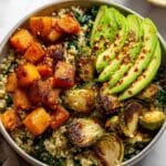Quinoa and Veggie Power Bowls with Maple Chipotle Brussels and Smoky Butternut Squash Recipe