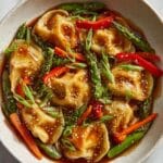 Dumpling Stir Fry with Veggies & Garlic Sauce Recipe