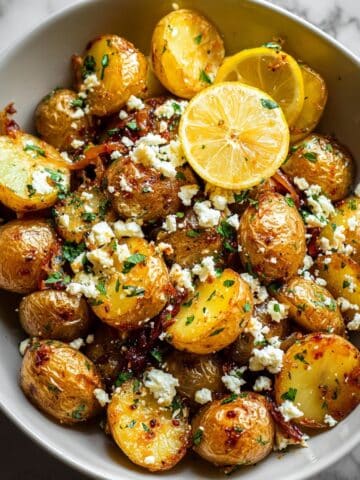 Greek Roast Potatoes with Lemon and Feta Recipe