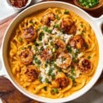 Spicy Gochujang Carbonara Udon with Shrimp Recipe