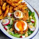 Chorizo Scotch Eggs with Smoky Potato Wedges and Fresh Salad Recipe