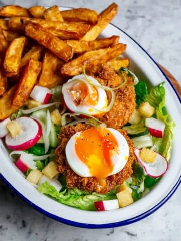Chorizo Scotch Eggs with Smoky Potato Wedges and Fresh Salad Recipe
