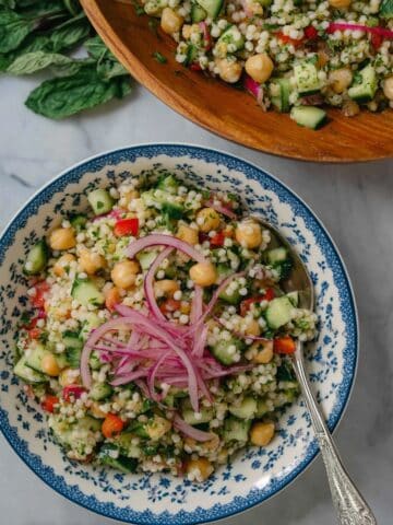 Mediterranean Pearl Couscous Salad with Chicken and Tzatziki Dressing Recipe
