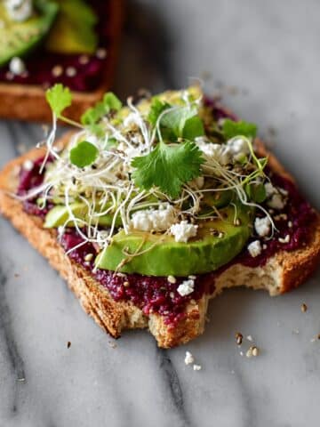 The BEST Avocado Beet Hummus Toast Recipe