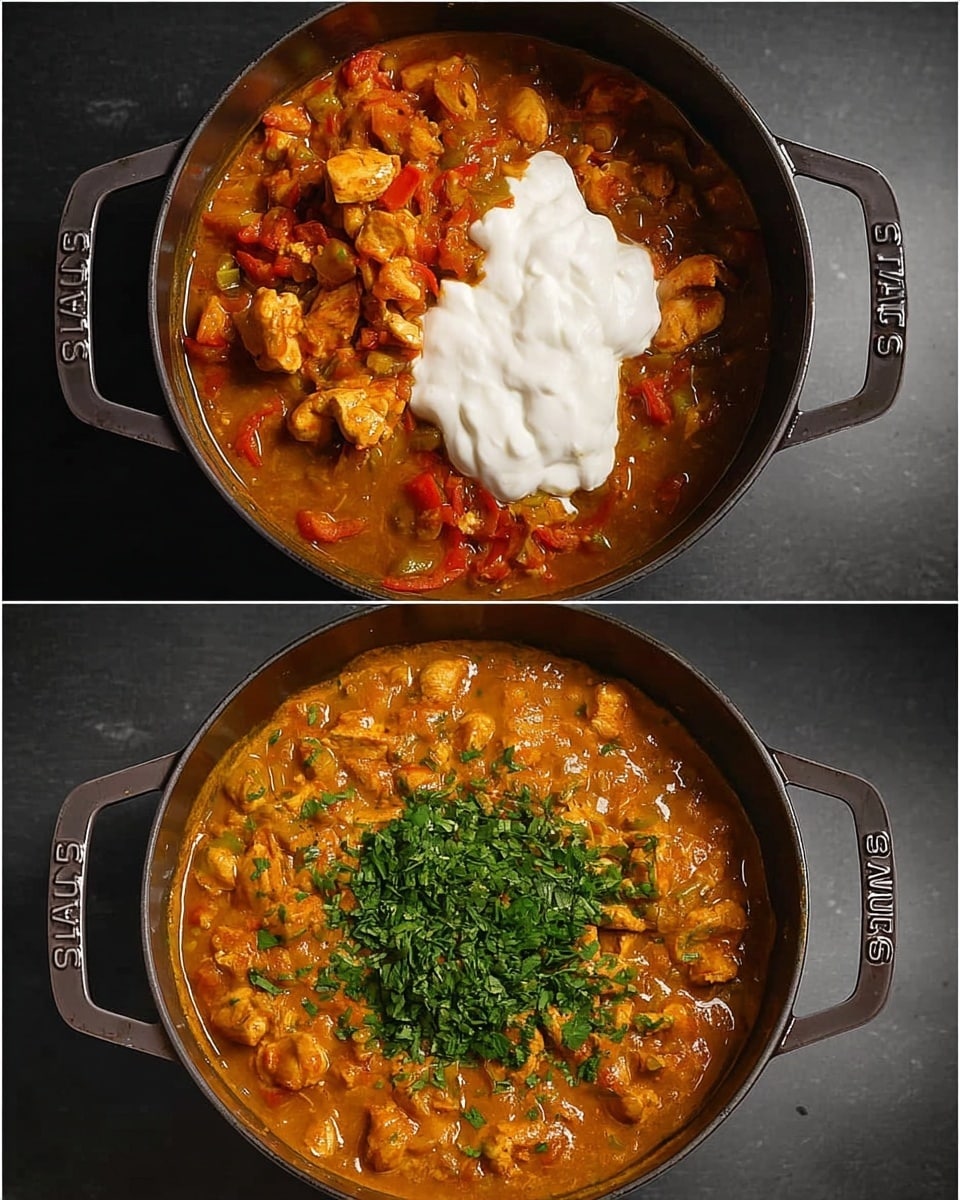 The image shows two views of a black metal pot labeled