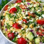Greek Orzo Salad with Feta, Chickpeas, and Fresh Herbs Recipe