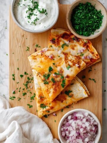 Crispy Cheesy Chicken Quesadilla with Cilantro and Onion Recipe